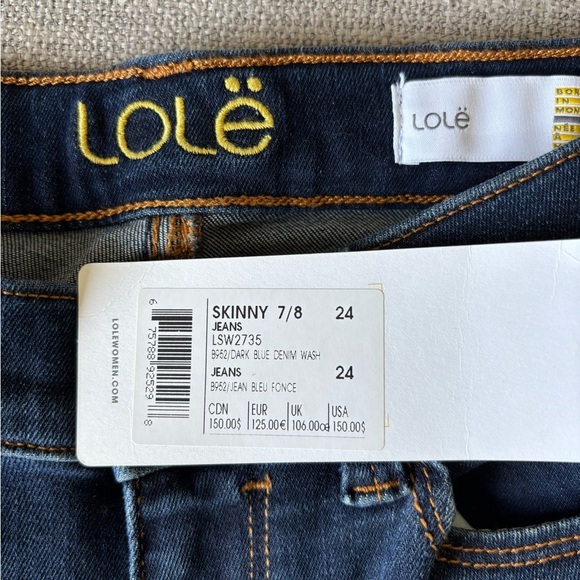Lole Women's Dark Blue Skinny Jeans 7/8 length size 24 - Picture 7 of 7